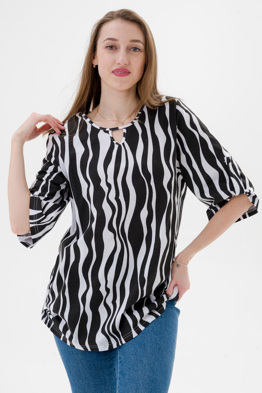 Туника женская из кулирки Полина зебра макси - Амадэль фото 5