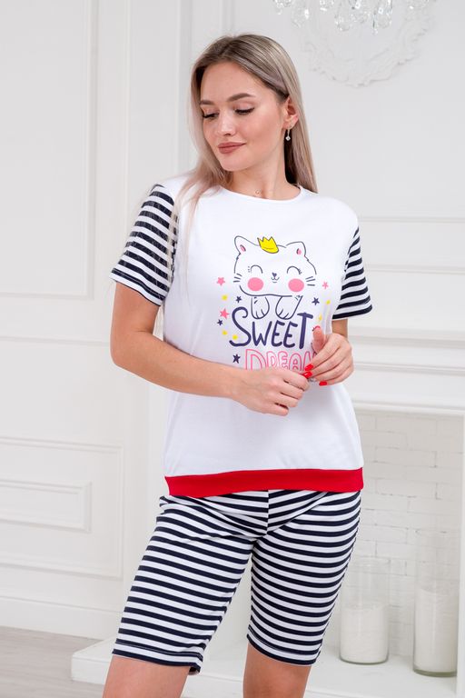 Пижама женская футболки и шорт из интерлока Киса - Амадэль фото 9