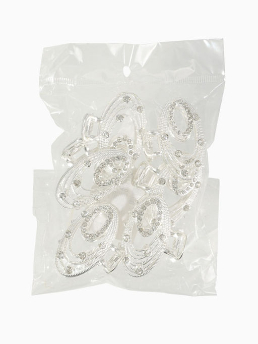 Цена за 6 шт. Краб для волос "Джули" овал, 4,5 см, серебро