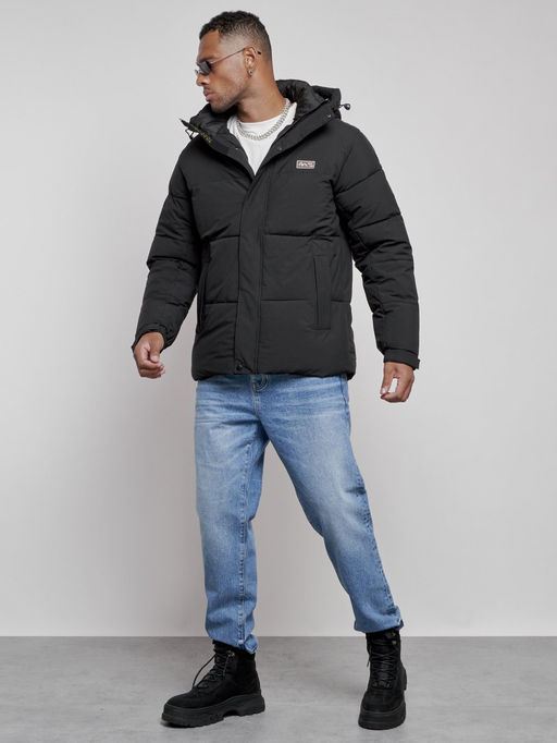 Куртка молодежная мужская зимняя с капюшоном черного цвета 8356Ch - Wonderrman фото 3
