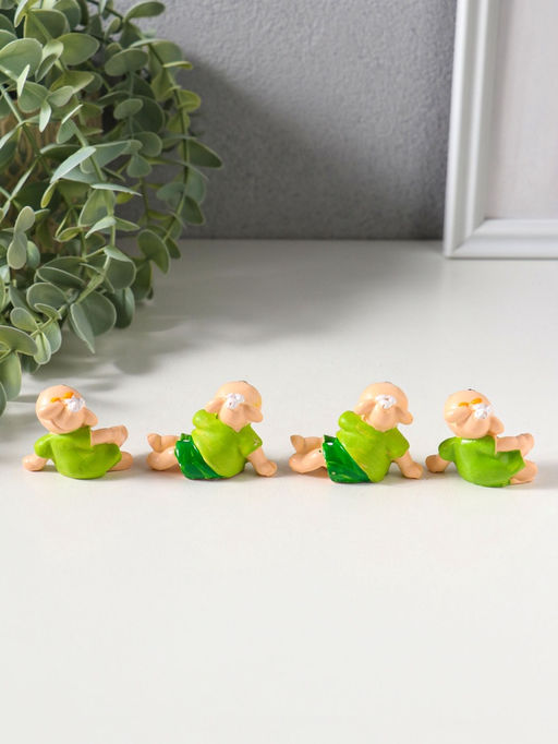 Набор фигурок 4 шт. «Барашки в нарядах с ромашками», полистоун, 2×4.5×3 см