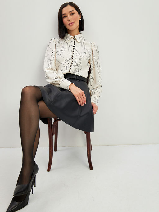 Блузка с принтом OD-639-29 белая черный цветок - Tantino фото 19