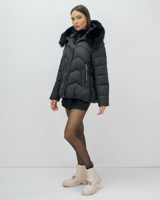 Куртка зимняя женская с мехом и капюшоном тренд черного цвета 7759Ch Бренд: Visdeer - Mtforce фото 16