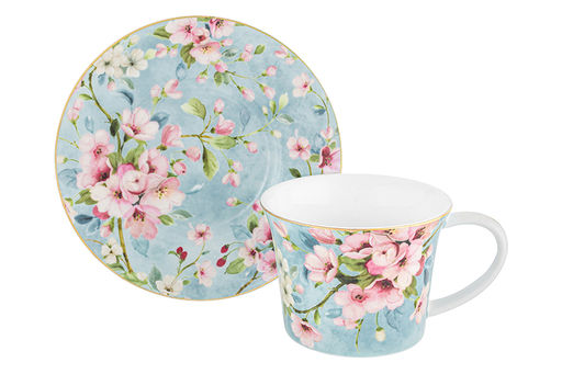 Чайн. наб. 12 пр. 270 мл Яблоневый цвет на голубом NEW BONE CHINA - Elan gallery фото 3