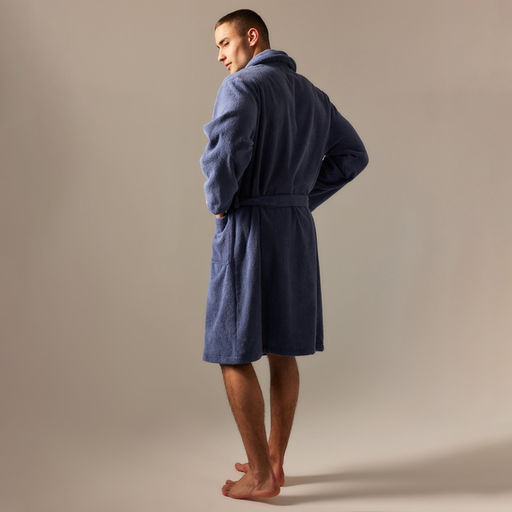 Халат махровый мужской SL HOME: Basic «Ривьера», размер M, хлопок 100%, синий