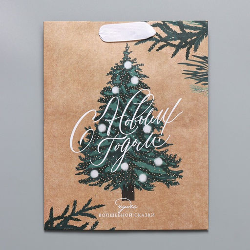 Цена за 3 шт. Пакет подарочный новогодний крафтовый «Winter», MS 18×23×10 см