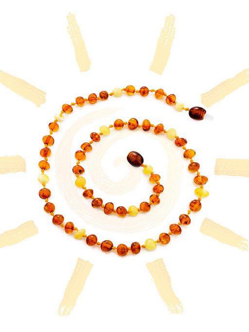Детские бусы из натурального балтийского янтаря Галька пёстрая для детей