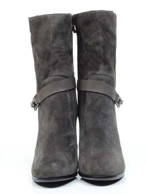 YF189-062M DK.GREY Полусапоги зимние женские (натуральная замша, натуральный мех (еврозима))