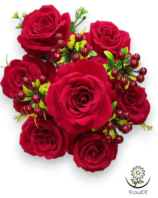 Цветы искусственные Buro роза раскрытый бутон 12 веточек 45-50 см  фото 2