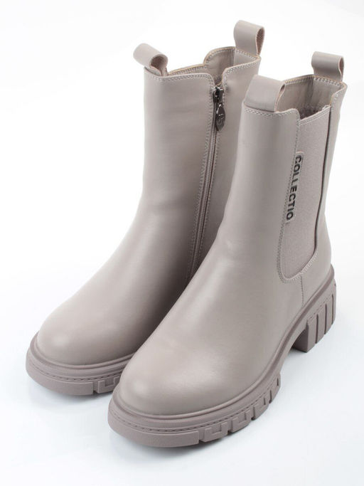 04-PAM370-3Z GRAY/BEIGE Ботинки зимние женские (натуральная кожа, 100% шерсть)