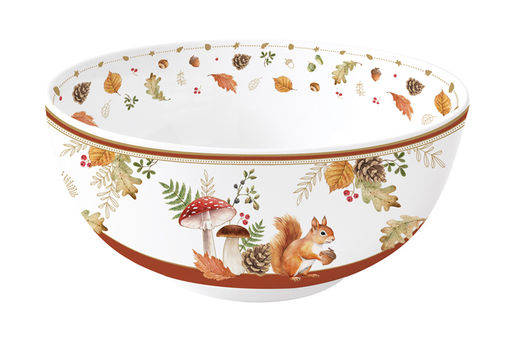 Салатник, 23х10 см, 2,5 л, фарфор P, белый, Белка и грибы, Autumn Breeze - Easy life фото 3