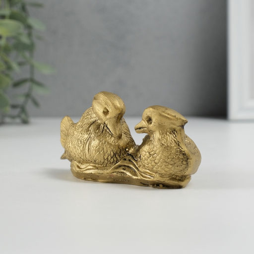 Нэцкэ фигурка «Уточки мандаринки вместе», 11×6×4.8 см, под бронзу