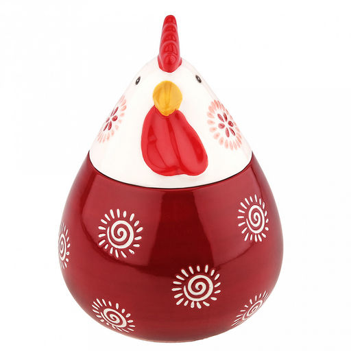 Банка для специй фарфоровая Петушок 460мл, д8-10,5см, h8,2см, с выемкой для ложки, общая h14,7см, металлическая ложка Веточка 12,3см, бордовый/молочный с орнаментом (Китай) - Домашняя мода фото 5