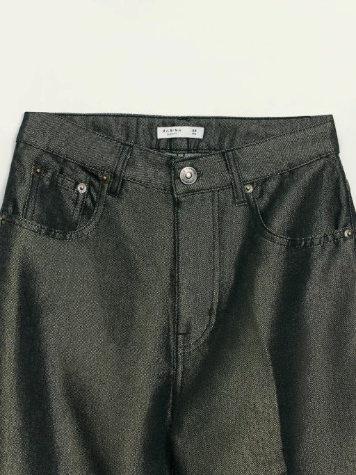 Джинсы зауженные PIPE-STRAIGHT с высокой посадкой с люрексовой нитью / Zarina