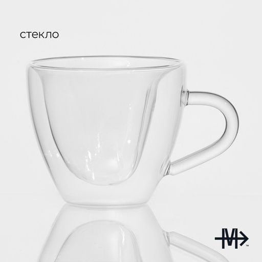 Кружка с двойными стенками Magistro Сердце, 150 мл, 11?8?7.5 см, стекло, прозрачная