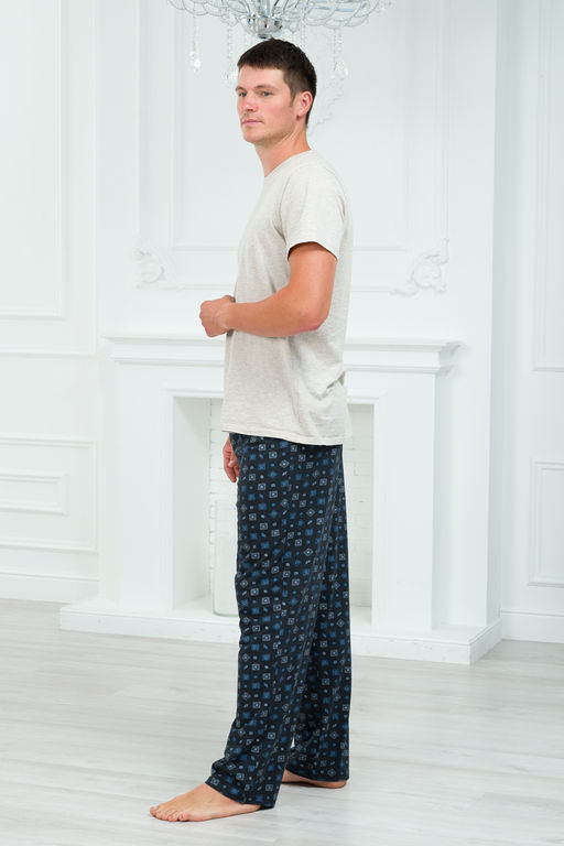 Брюки домашние мужские из кулирки темно-серый макси