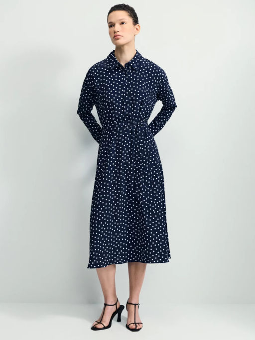 Приталенное платье с принтом в горошек / Zarina  фото 3