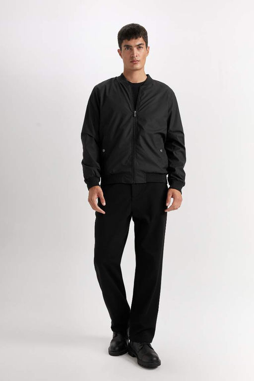 Slim Fit Bomber Mont Ceket Dar Kesim Kolej Yaka Fermuarl? Cift Cepli Mevsimlik Hafif - Defacto фото 3