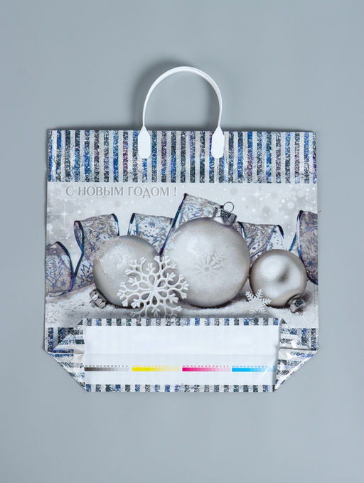 Цена за 10 шт. Пакет новогодний «Лёд», полиэтиленовый с пластиковой ручкой, 38×35 см