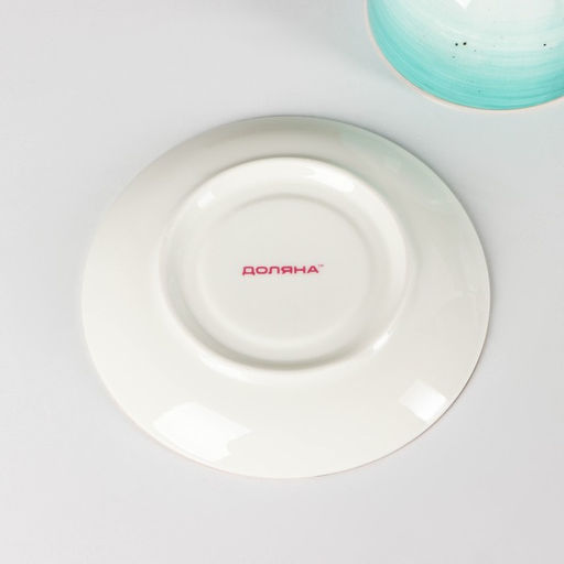 Чайная пара Доляна Млечный путь, 2 предмета: чашка 220 мл, блюдце d=13.5 см, фарфор, бирюзовая