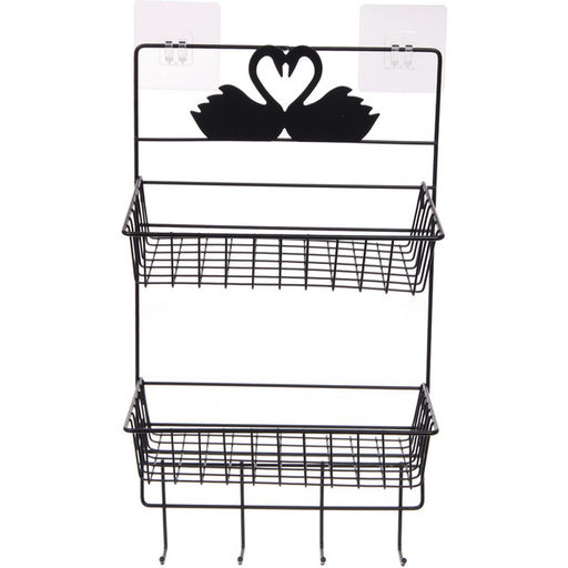 Органайзер металлический подвесной универсальный "ФАНАДЕРО", цвет черный, две полки, с крючками, 25*13*48см (лейбл)