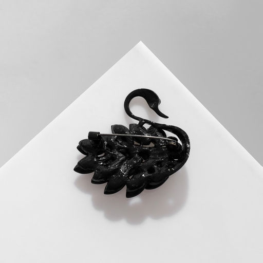 Брошь «Птица», лебедь, чёрная в чёрном металле