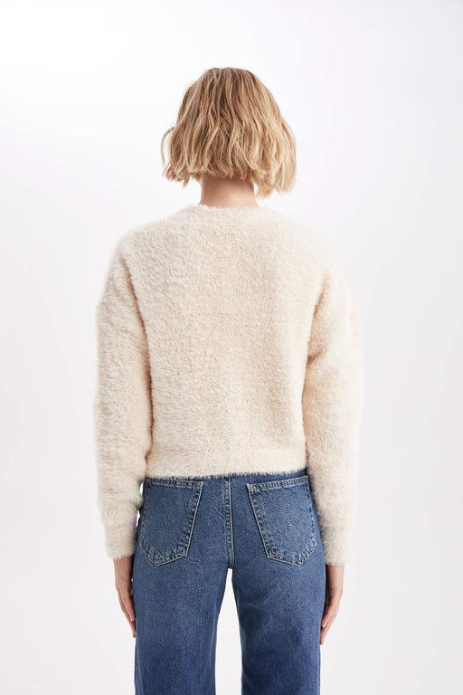 Кардиган стандартного кроя с V-образным вырезом - Defacto фото 7