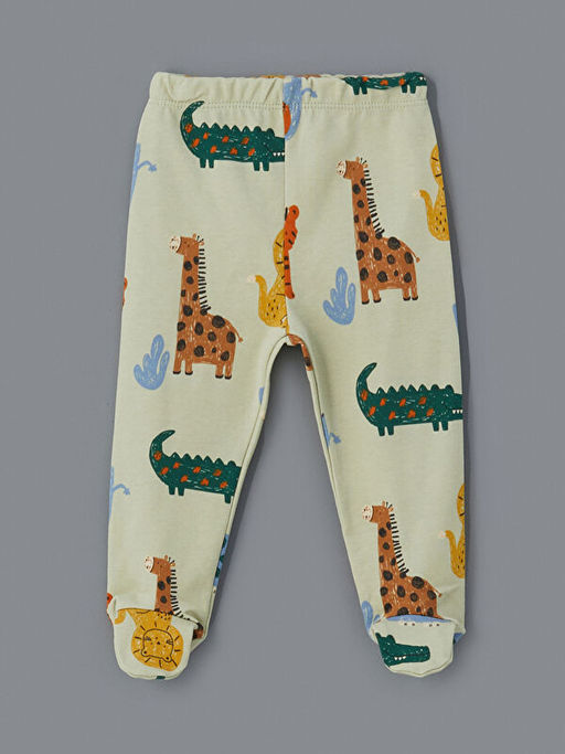 Dinozor Bask?l? ?orapl? Erkek Bebek Pijama Alt 2li