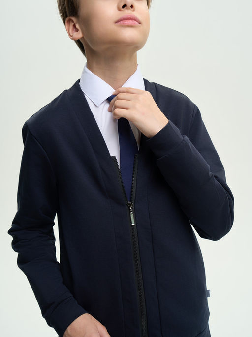 Кардиган темно-синий футер 2-х нитка с лайкрой