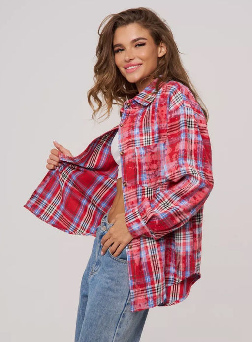 K11922 Рубашка OVER SIZE КРАСНЫЙ - Brend фото 2