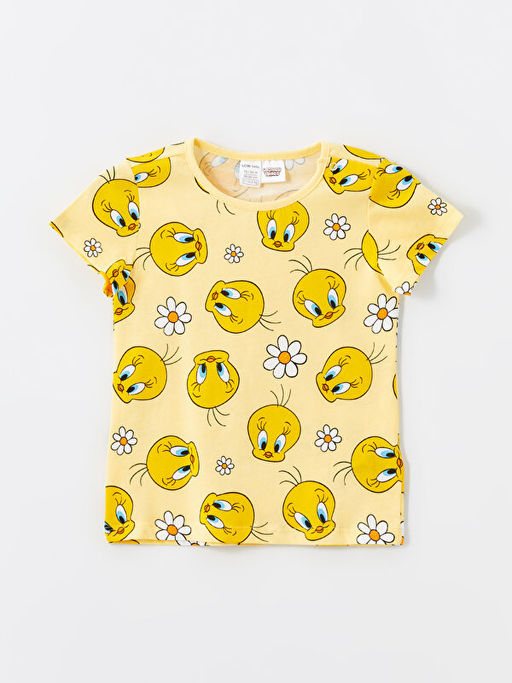 Bisiklet Yaka Tweety Bask?l? K?z Bebek ?ortlu Pijama Tak?m? - Waikiki фото 2