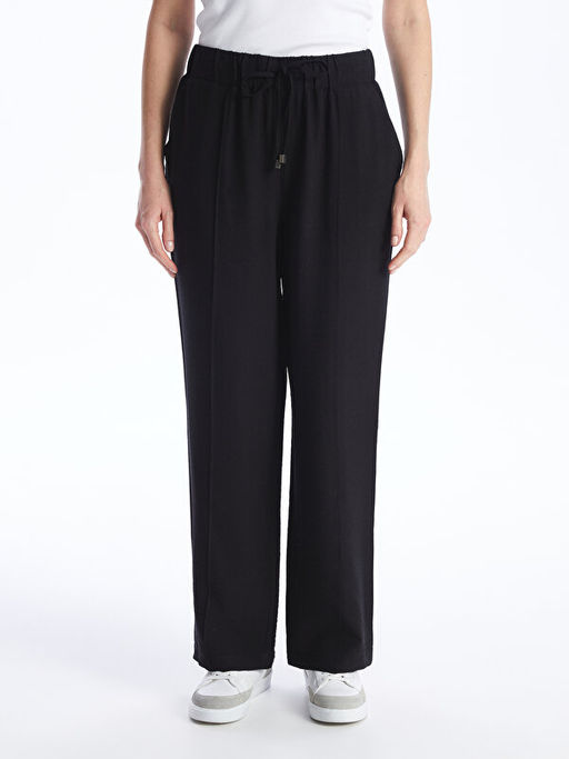 Beli Lastikli D?z Geni? Pa?a Kad?n Pantolon - Waikiki фото 3