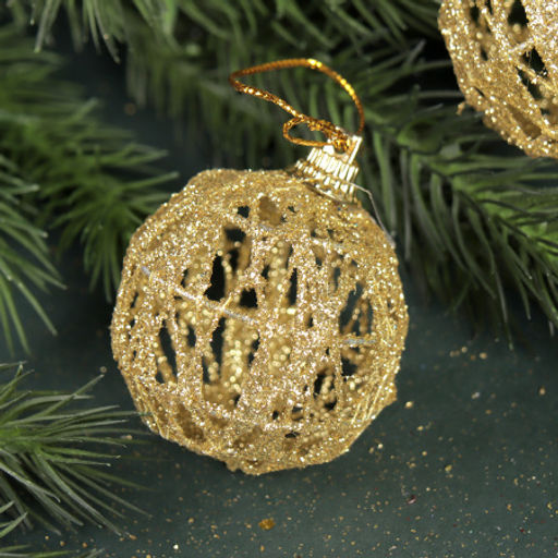 Елочное украшение Шар Ажурный 20 штук 4 см / SF2023-121 /уп 72/ золото - ГалеонТрейд фото 3