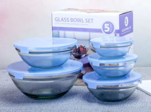 Салатник 5 штук с крышками / W80805 /уп 16/*