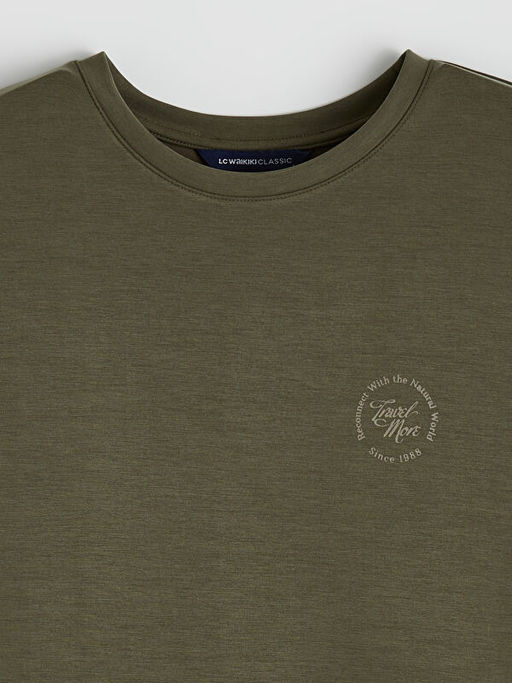 Bisiklet Yaka Bask?l? Erkek Ti??rt