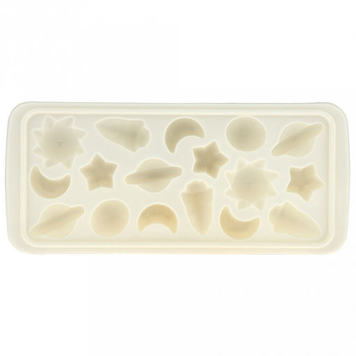 Форма для льда пластмассовая (мармелада) "Космос - 17 штук" 25х11см h3,2см, цвета в ассортименте: сиреневый, белый, голубой, в п/эт пакете (Китай)