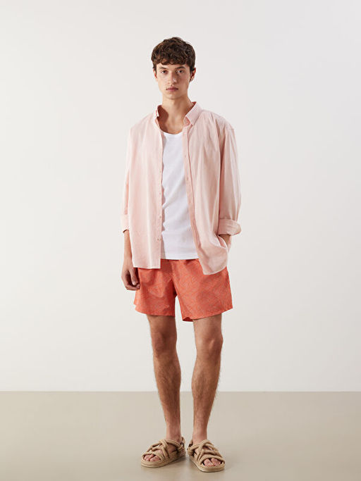 K?sa Boy Desenli Erkek Deniz ?ortu