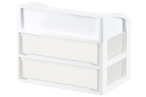 Органайзер для косметики 2 ящика 25,8*17,8*20 см белый/перламутр (модель 330206) - Elan gallery фото 6