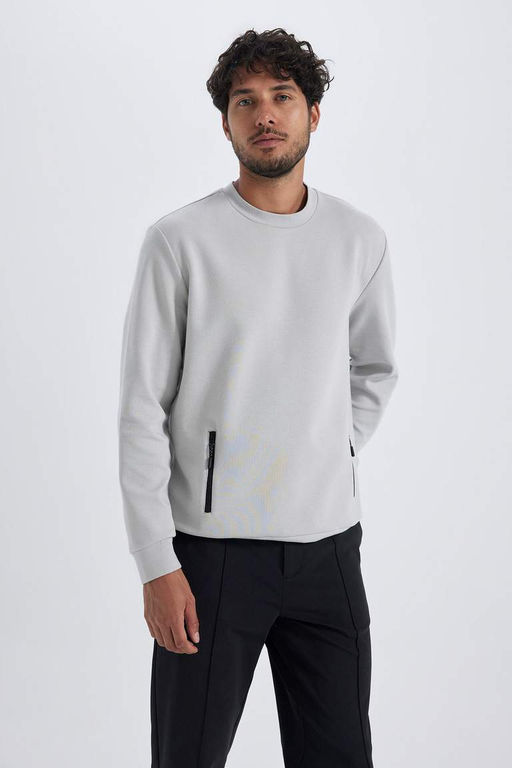 Толстовка Modern Fit с круглым вырезом - Defacto фото 6