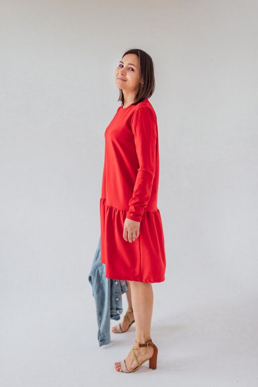 Платье ФУТЕР 2х нитка ПЕНЬЕ Карина цвет БЕЖЕВЫЙ - Knitka wear фото 4