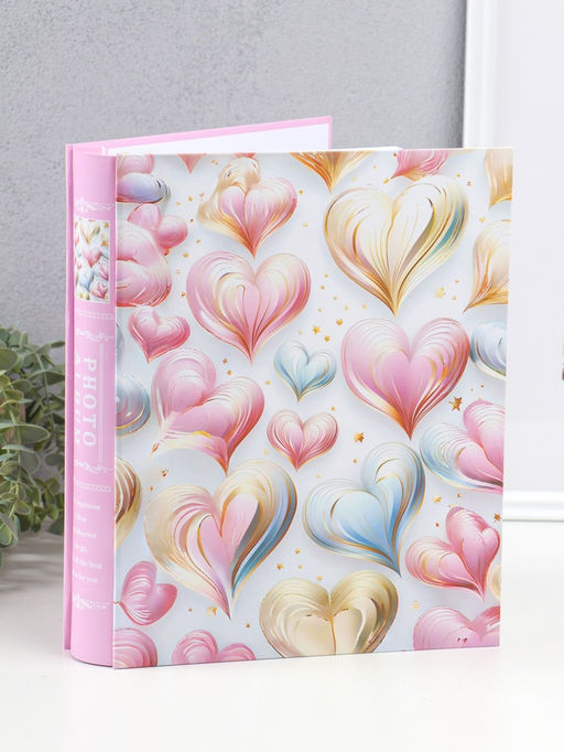 Фотоальбом на 200 фото 13×18 см «Воздушные сердца», в коробке, 5.5×23.5×29.5 см