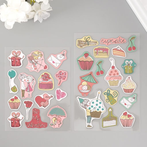 Наклейки для творчества Любовь, набор 2 листа, 22?12.5 см