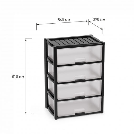 Комод "Колорит" 4-х секцион. широкий (чёрный) М8763