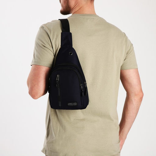 Сумка слинг мужская из текстиля, отверстие для наушников, цвет синий - Simaland фото 3