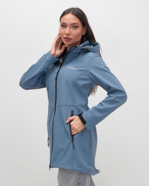 Парка спортивная женская с капюшоном softshell синего цвета 9568S - Mtforce фото 10