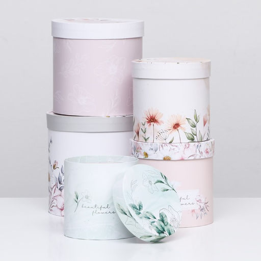 Набор шляпных подарочных коробок 5 в 1 Цветочный, 20?20?20?14?14?14 см