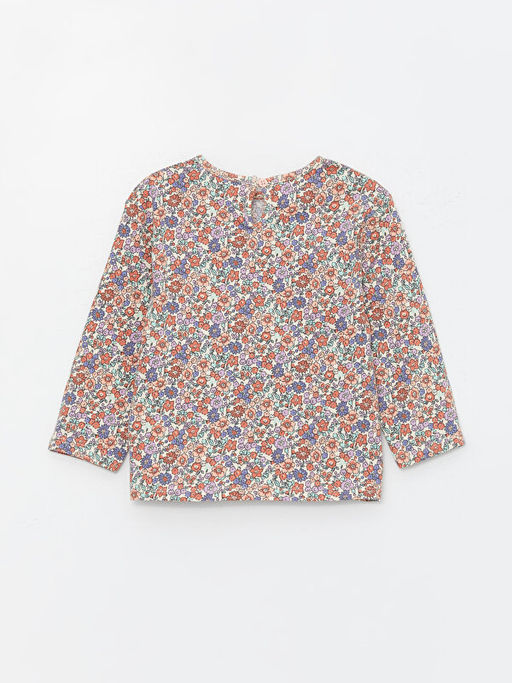 Bisiklet Yaka ?i?ekli Uzun Kollu K?z Bebek Ti??rt - Waikiki фото 2