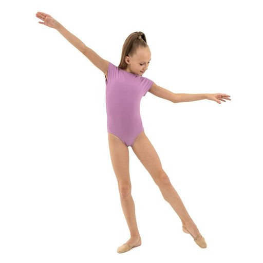 Купальник гимнастический Grace Dance, с укороченным рукавом, вырез лодочка, р. 34, цвет фиалковый  фото 4