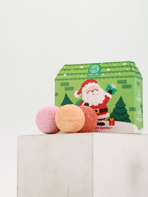 Бомбочки для ванны в домике «Дед Мороз», набор 6 шт х 40 г, URAL LAB
