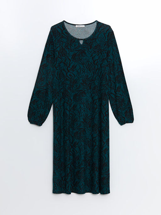 Bisiklet Yaka Desenli A Kesim Elbise